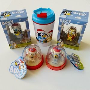 Bluey | Christmas Bundle Bingo Bluey Ornaments Santa Hat Figures Tumbler NWT